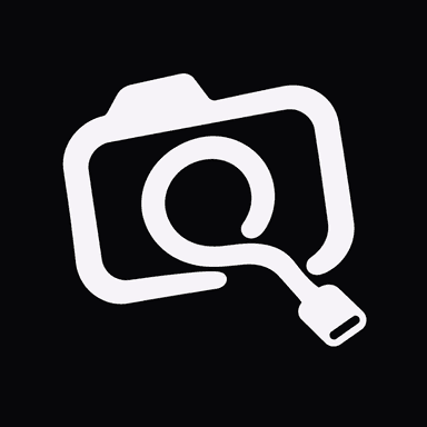 The QuicPics capture app logo combines the letter Q, a camera, and a cable